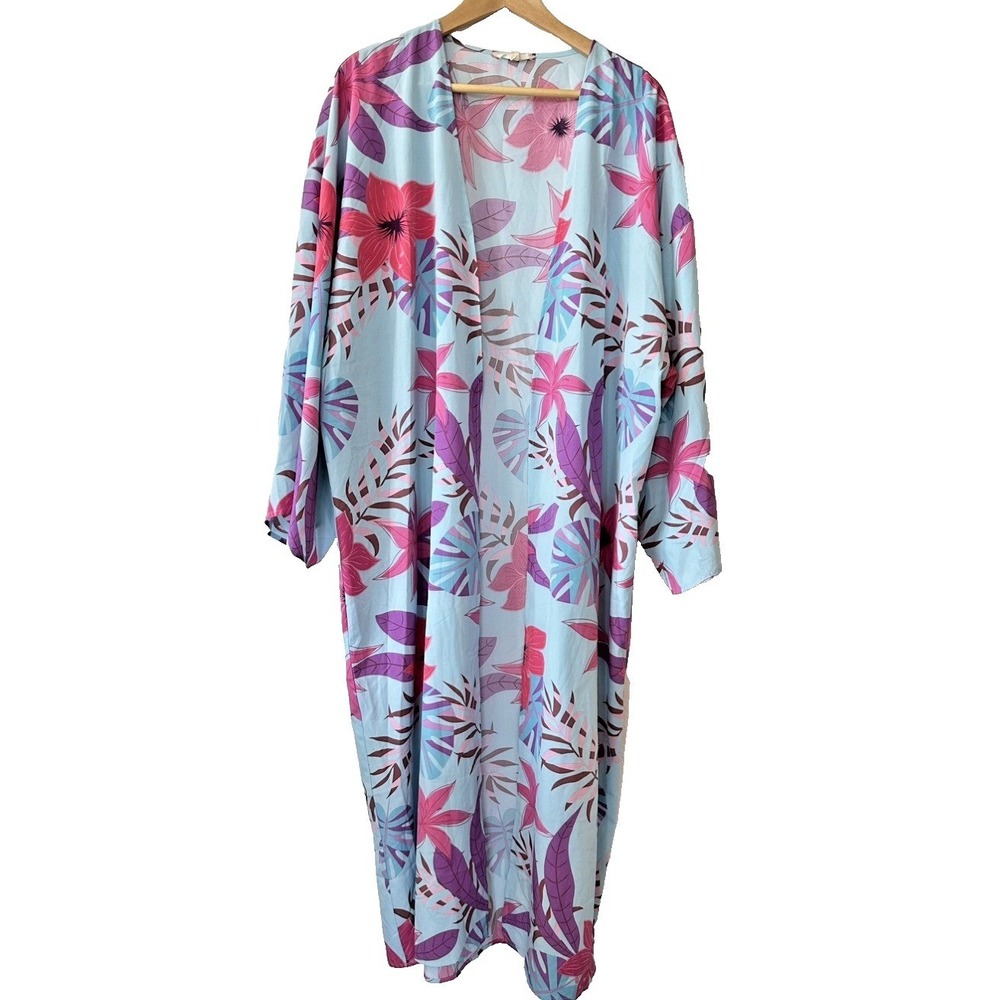 Easel Los Angeles Kimono Robe Women's Large Colorful Patchwork Floral Boho